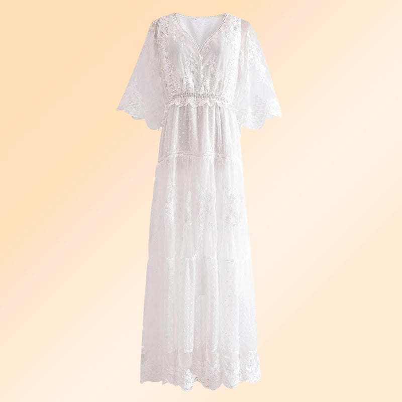 Das Boho-Kleid für Hochzeitsgäste ist perfekt, um den Hippie-Look beim Ausgehen mit den Gästen und dem Brautpaar beizubehalten.