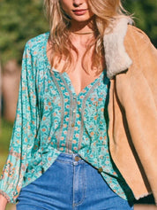 Boho style bluse tunika longshirt mit Blumenmuster