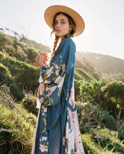 Boho kimono damen lang mit blumenmuster