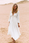 Sommerkleid weiß lang boho mit halbtransparentem Stoff