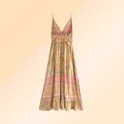 Maxikleid hippie boho mit Blumendekoration