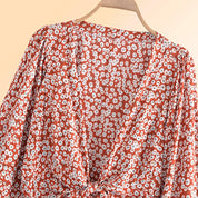 Boho tunika bluse rot mit Blumen