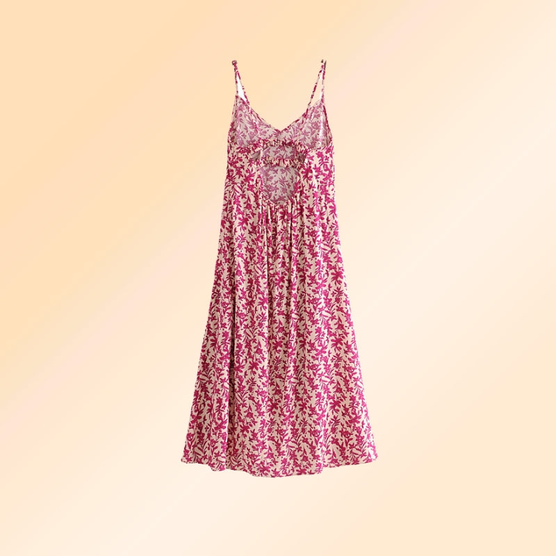 Boho vintage kleid rosa lang festlich mit Trägern