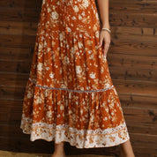 Blumenrock lang orange mit blumenmuster