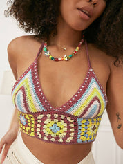 Boho crop top häkeln mit Blumenmuster