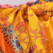Fließende Boho-Hose mit Barockmuster und Schleife