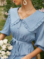 boho kleid blau weiß