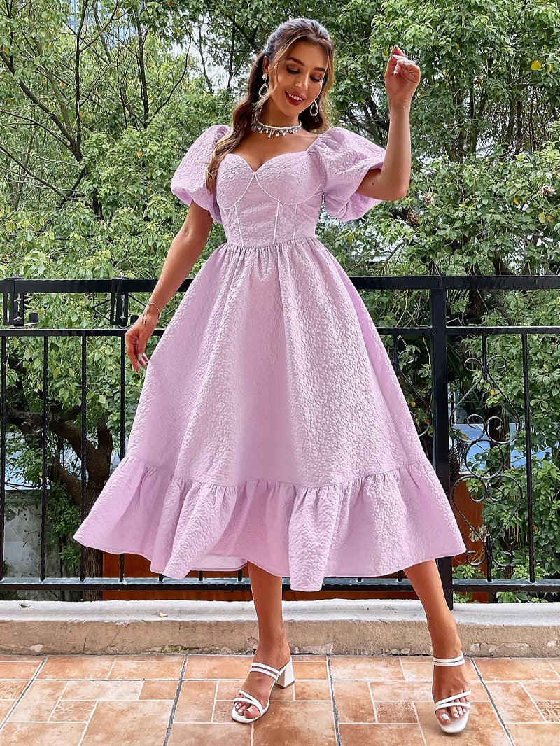 Boho kleid midi in rosa Farbe mit weitem Schnitt