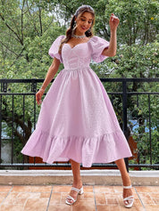 Boho kleid midi in rosa Farbe mit weitem Schnitt