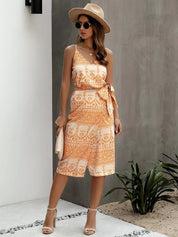 Boho kleid orange mit Vintage-Print