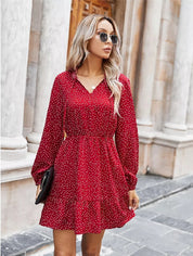 Kleid rot boho mit weiße Punkte