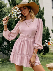 Boho kleid rückenfrei rosa mit elastischer Bund