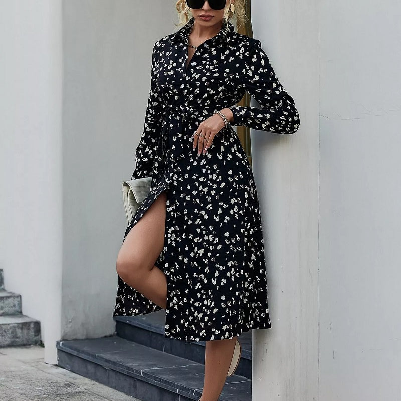 Boho kleid schwarz weiß mit langen Ärmeln