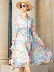 Boho kleid seide mit langen Ärmeln