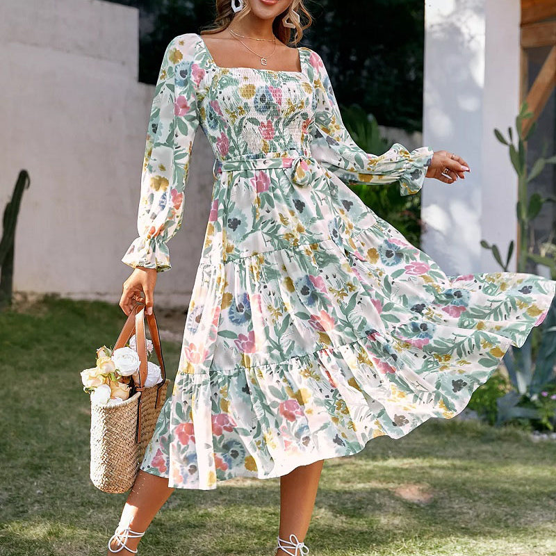 Kleider lang boho style mit Blumenprint