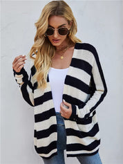 Boho strickjacke weiß mit Streifenmuster