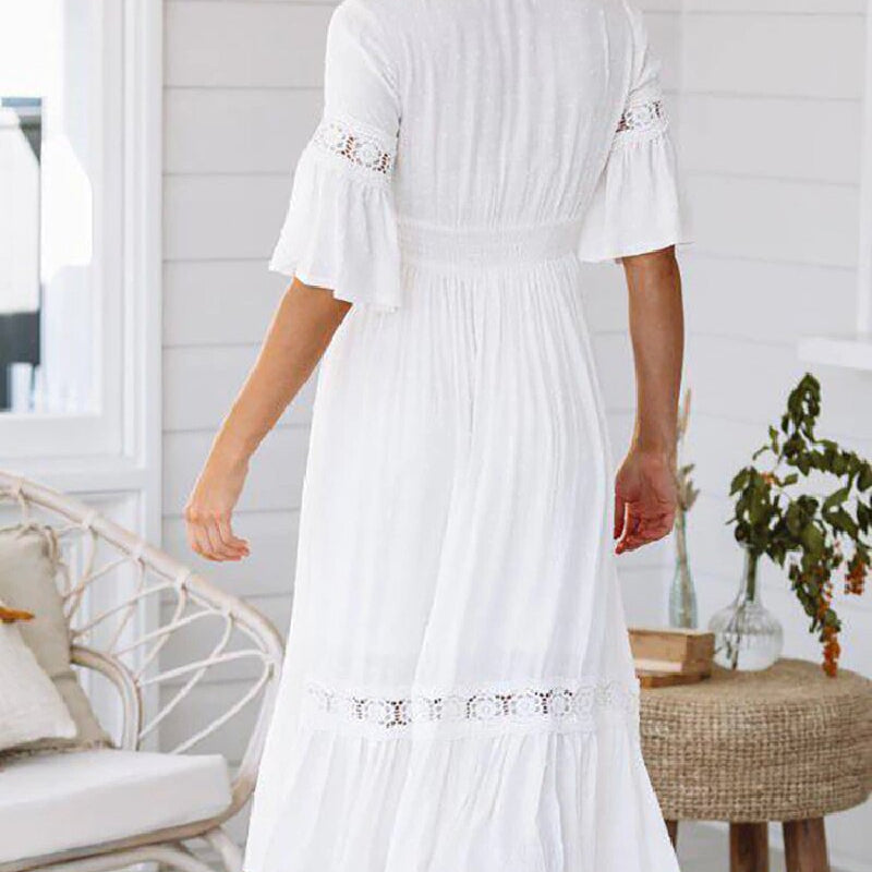 BOHO STYLE KLEIDER WEISS