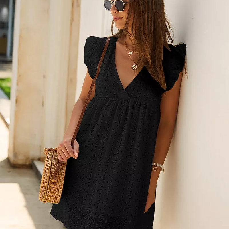 Boho-Tunika-Kleider mit kurzen Ärmeln