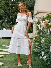 Langes weißes kleid boho