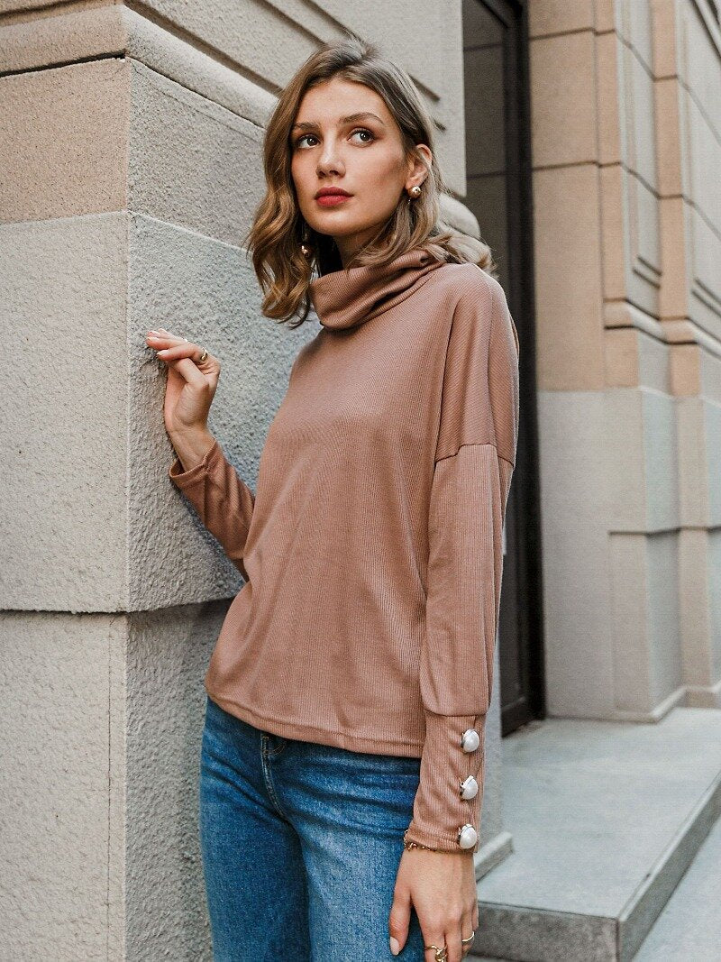 Boho-Pullover mit Rollkragen 