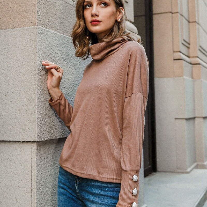 Boho-Pullover mit Rollkragen 