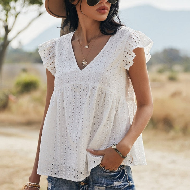 Spitzentop weiß boho
