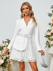 Standesamt kleid kurz boho mit Blazer und Spitzen