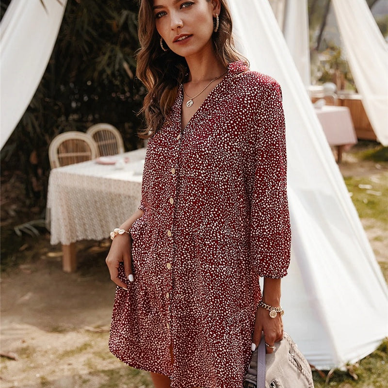 Tunika kleid mit Punkten im Boho-Style